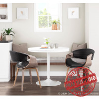 Lumisource CH-SYMP LGY+BK Symphony Mid-Century Modern Dining/Accent Chair in Light Grey Wood and Black Faux Leather 